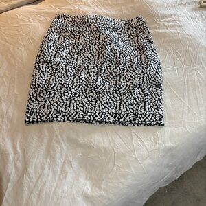 LOFT Black Mini Skirt with White Leaf Print